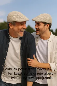Polar Fashion K264C na gorące letnie dni przewiewny beżowy kaszkiet męski - 7