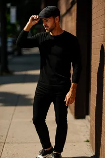 Kaszkiet męski czarny K268I z nutą odwagi – Styl, który mówi za Ciebie | Polar Fashion - 8