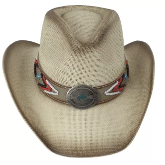 Kapelusz Cowboy Unisex Beżowy Boho Western Festival R253B Okulary Pilotki - 6