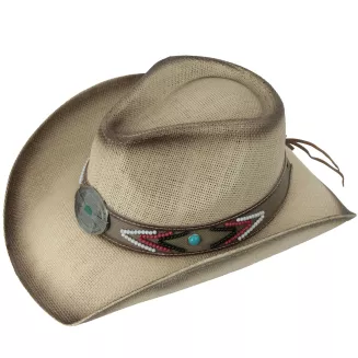 Kapelusz Cowboy Unisex Beżowy Boho Western Festival R253B Okulary Pilotki - 7