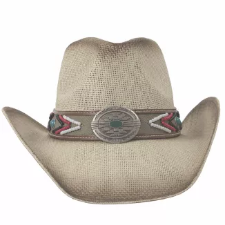 Kapelusz Cowboy Unisex Beżowy Boho Western Festival R253B Okulary Pilotki - 8