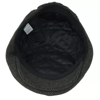 Kaszkiet Męski Brązowo-Czarny Jodełka Ocieplany z Wełną Flat Cap K318E - 8