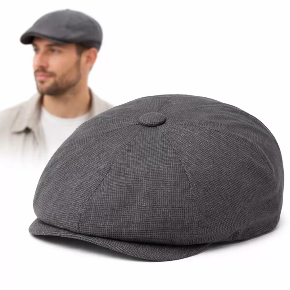 Kaszkiet męski Peaky Blinders grafitowy bawełniany Polar Fashion K305C