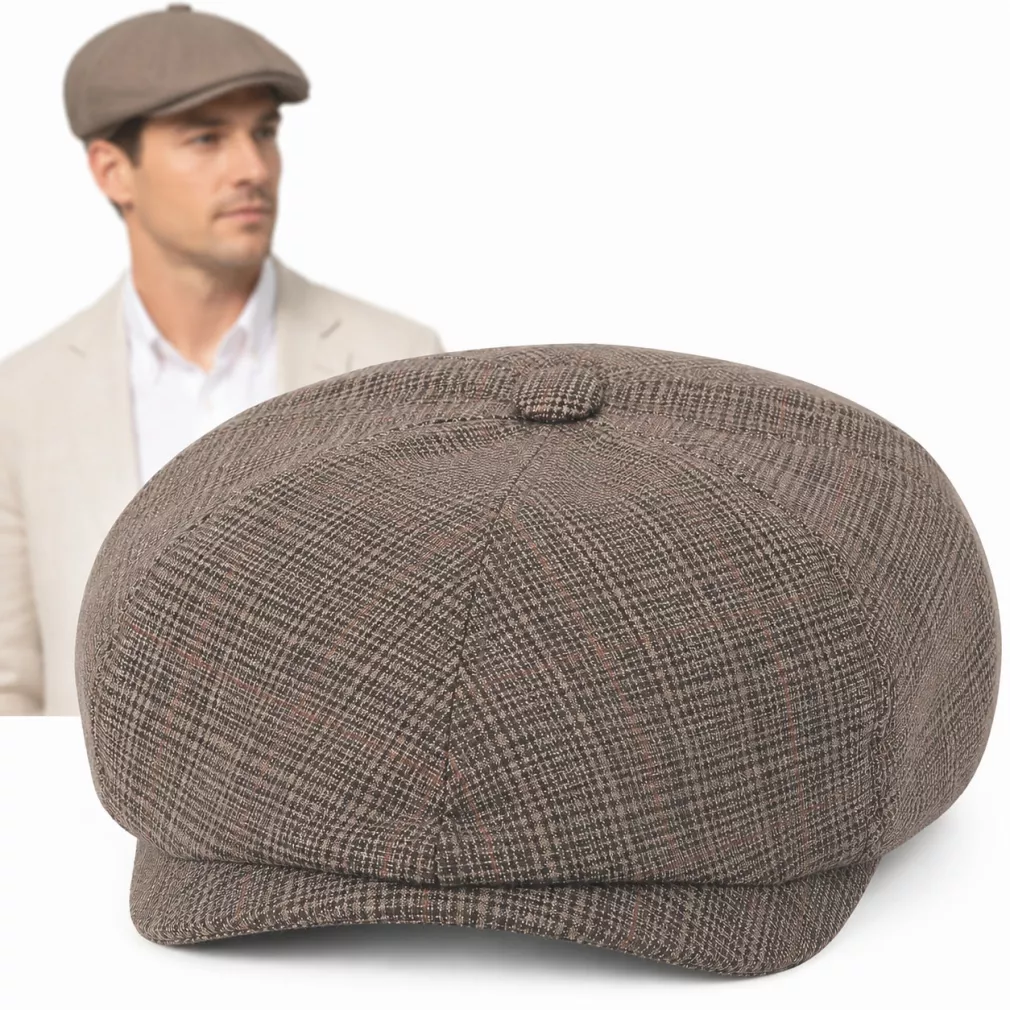 Kaszkiet Męski Gazeciarz Peaky Blinders Shelby Czapka Brązowy Kratka K315Z