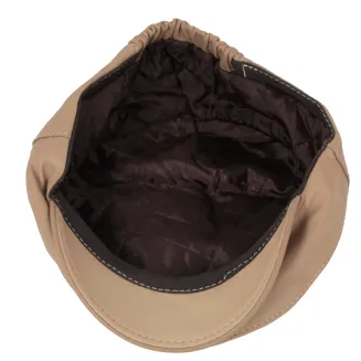 Skórzany kaszkiet Polar Fashion K233D – beż greige, unisex, pikowana podszewka, 57–60 cm - 5