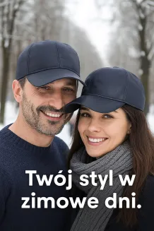 Bejsbolówka skórzana ocieplana granatowa damsko-męska K-207I Polar Fashion - 5
