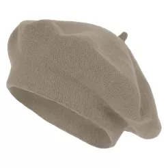 W479C Ciemnobeżowy damski beret francuski z antenką