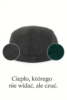 Kaszkiet męski zimowy ciemny popiel K286A  elegancki, ciepły, ocieplany Polar Fashion - 5