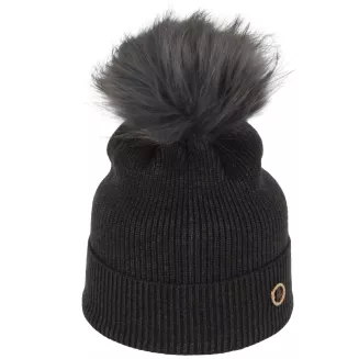 Grafitowa czapka zimowa damska W525K Polar Fashion z pomponem premium - 3