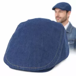 Kaszkiet Męski Denim Bawełniany Flat Cap Niebieski Polar Fashion K300B