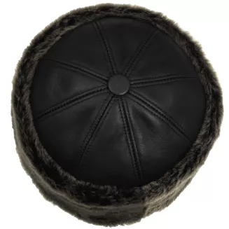 Zimowy toczek ze skóry z futrzanym melanżem taupe Polar Fashion W518i - 3