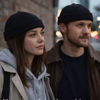 Czarna Krótka leonka czapka dokerka bez daszka FISHERMAN K262E - 6