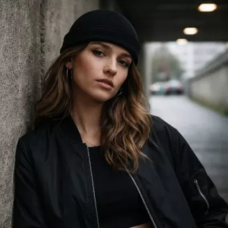 Czarna Krótka leonka czapka dokerka bez daszka FISHERMAN K262E - 8