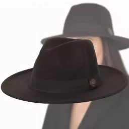 Kapelusz fedora damski R239D ciemnobrązowy poliester Polar Fashion