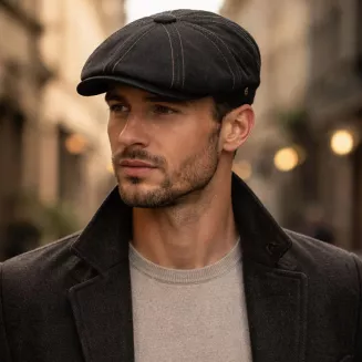 Peaky Blinders Kaszkiet męski czarny jeansowy gazeciarz Polar Fashion K302C - 7