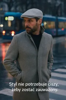 Kaszkiet Męski Ocieplany Jasnoszary Elegancki Zimowy K286 Polar Fashion - 5