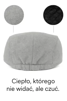 Kaszkiet Męski Ocieplany Jasnoszary Elegancki Zimowy K286 Polar Fashion - 3