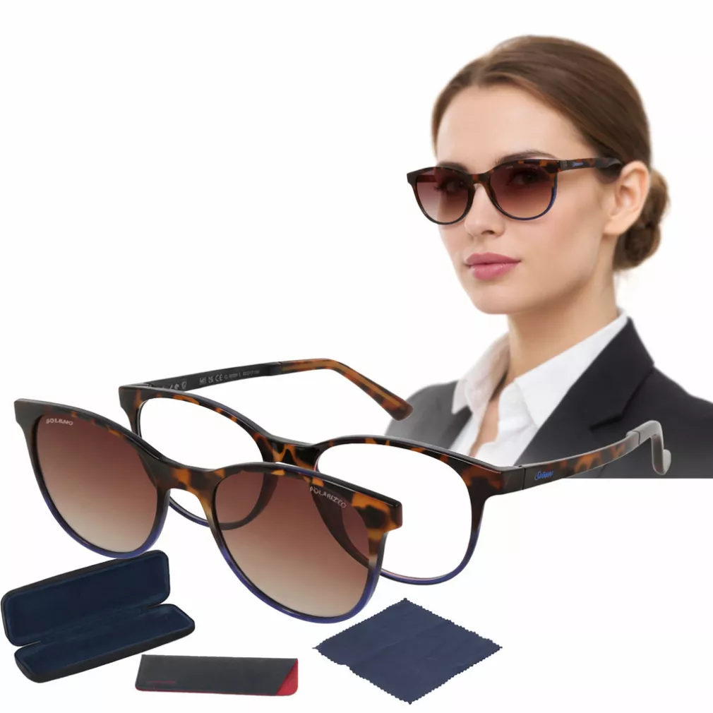 Damskie Okulary Solano z Nakładką Polaryzacyjną – Panterka CL90254E Clip-On