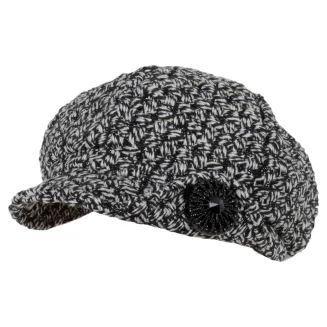 Kaszkiet Damski K73A Polar Fashion – Elegancka Szara Czapka z Broszką - 2