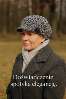 Kaszkiet Damski K73A Polar Fashion – Elegancka Szara Czapka z Broszką - 7