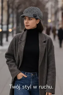 Kaszkiet Damski K73A Polar Fashion – Elegancka Szara Czapka z Broszką - 6