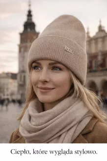 Czapka damska zimowa — beżowa cappuccino, z angorą | Polar Fashion W527D - 3