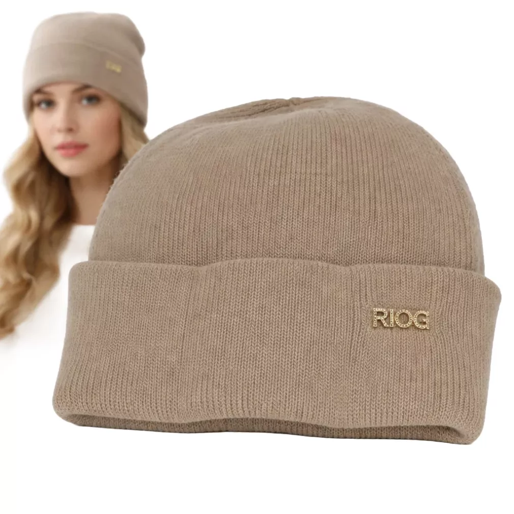 Czapka damska zimowa — beżowa cappuccino, z angorą | Polar Fashion W527D