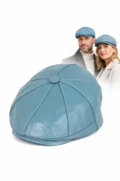 Skórzany kaszkiet Polar Fashion K233F – turkusowy, unisex, ocieplany, 57–60 cm