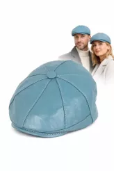 Skórzany kaszkiet Polar Fashion K233F – turkusowy, unisex, ocieplany, 57–60 cm