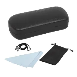 Et19A Black Hard Case For Glasses And Microfiber Cloth