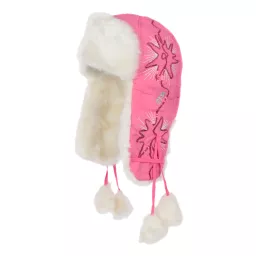 Ciemnoróżowa czapka uszatka W145B nieprzemakalna ciepła zimowa dla dziewczynki