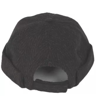 Dokerka męska czapka bez daszka Leonka Fisherman brązowa jodełka wełna K325D - 7