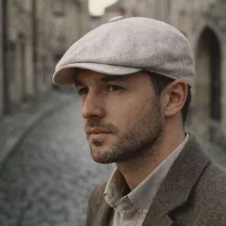 Kaszkiet męski ecru gazeciarz Peaky Blinders 8 paneli Polar Fashion K304C 57-61 - 8