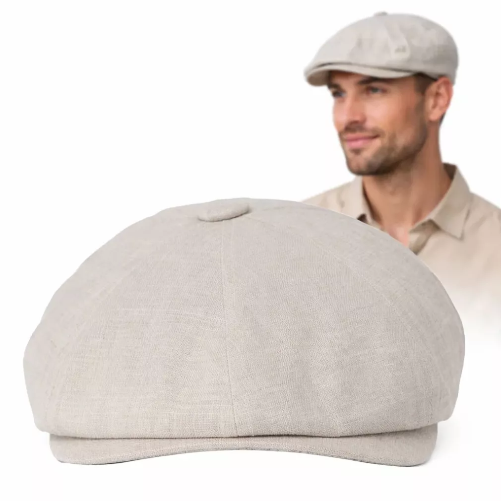 Kaszkiet męski ecru gazeciarz Peaky Blinders 8 paneli Polar Fashion K304C 57-61