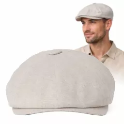 Kaszkiet męski ecru gazeciarz Peaky Blinders 8 paneli Polar Fashion K304C 57-61