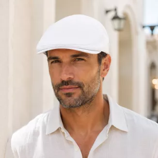Kaszkiet Męski Bawełniany Biały Letni Czapka Flat Cap Cienki Na Lato K311A - 2