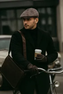Bordowo Szary Kaszkiet Peaky Blinders Shelby Męski K270B od PolarFashion - 8