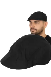 Czarny Gładki Kaszkiet Męski Letni K165D Polar Fashion – Czapka 58 cm