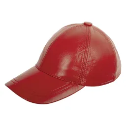 K207C Czerwona Skórzana Czapka bejsbolówka