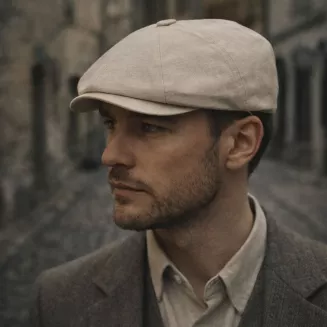Kaszkiet męski gazeciarz ecru jasny beż Peaky Blinders 8 paneli K304B 57-61 - 8