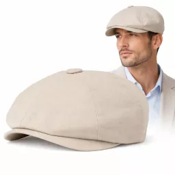 Kaszkiet męski gazeciarz ecru jasny beż Peaky Blinders 8 paneli K304B 57-61