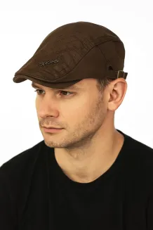 Brązowy Kaszkiet Męski Bawełniany na Jesień Wiosnę K177B Polar Fashion - 6