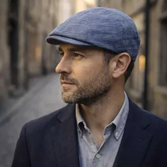 Kaszkiet męski Peaky Blinders niebieski bawełniany Polar Fashion K305B - 7