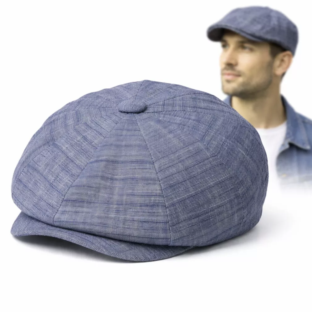 Kaszkiet męski Peaky Blinders niebieski bawełniany Polar Fashion K305B