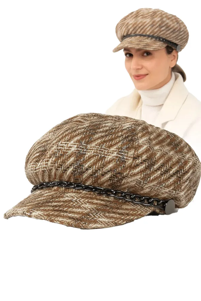 Kaszkiet Damski Polar Fashion K291A  Wiskoza Jodełka Retro 57-60 cm