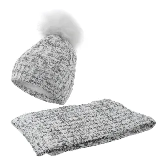W364Ak Grey Haker Women'S Winter Set Knitted Hat With Scarf - 3