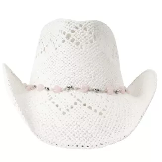 Kapelusz Kowbojski Damski BOHO Biały + Okulary Aviator Festiwal Lato R251A - 4