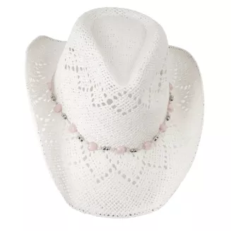 Kapelusz Kowbojski Damski BOHO Biały + Okulary Aviator Festiwal Lato R251A - 5