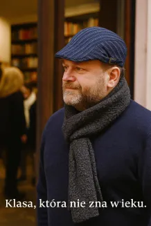PolarFashion-Granatowy prążkowany kaszkiet męski bawełniany z regulacją-K194B - 5