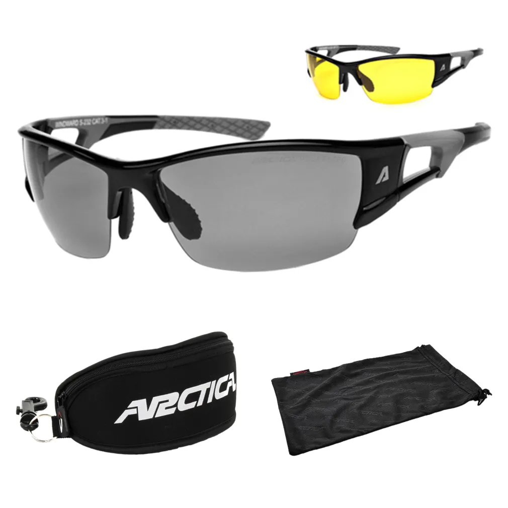 Arctica S232 Czarno-szare WINDWARD Okulary Przeciwsłoneczne Gratisy